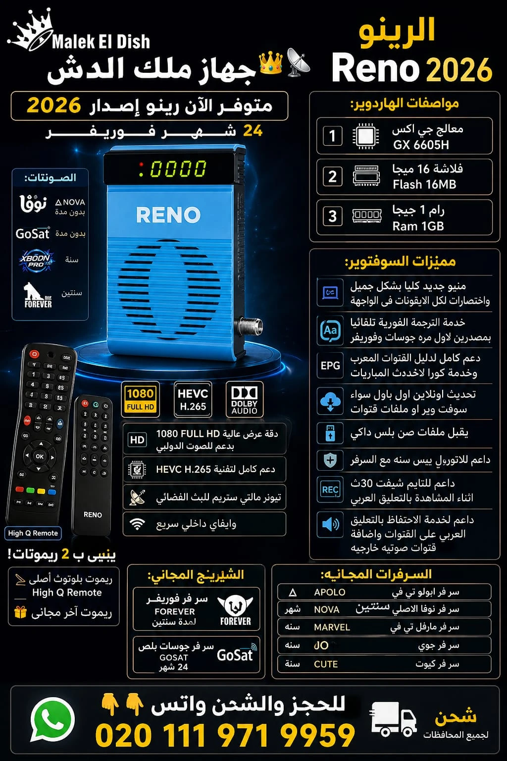 فتح علبة رسيفر ملك الدش رينو ReNo 2026